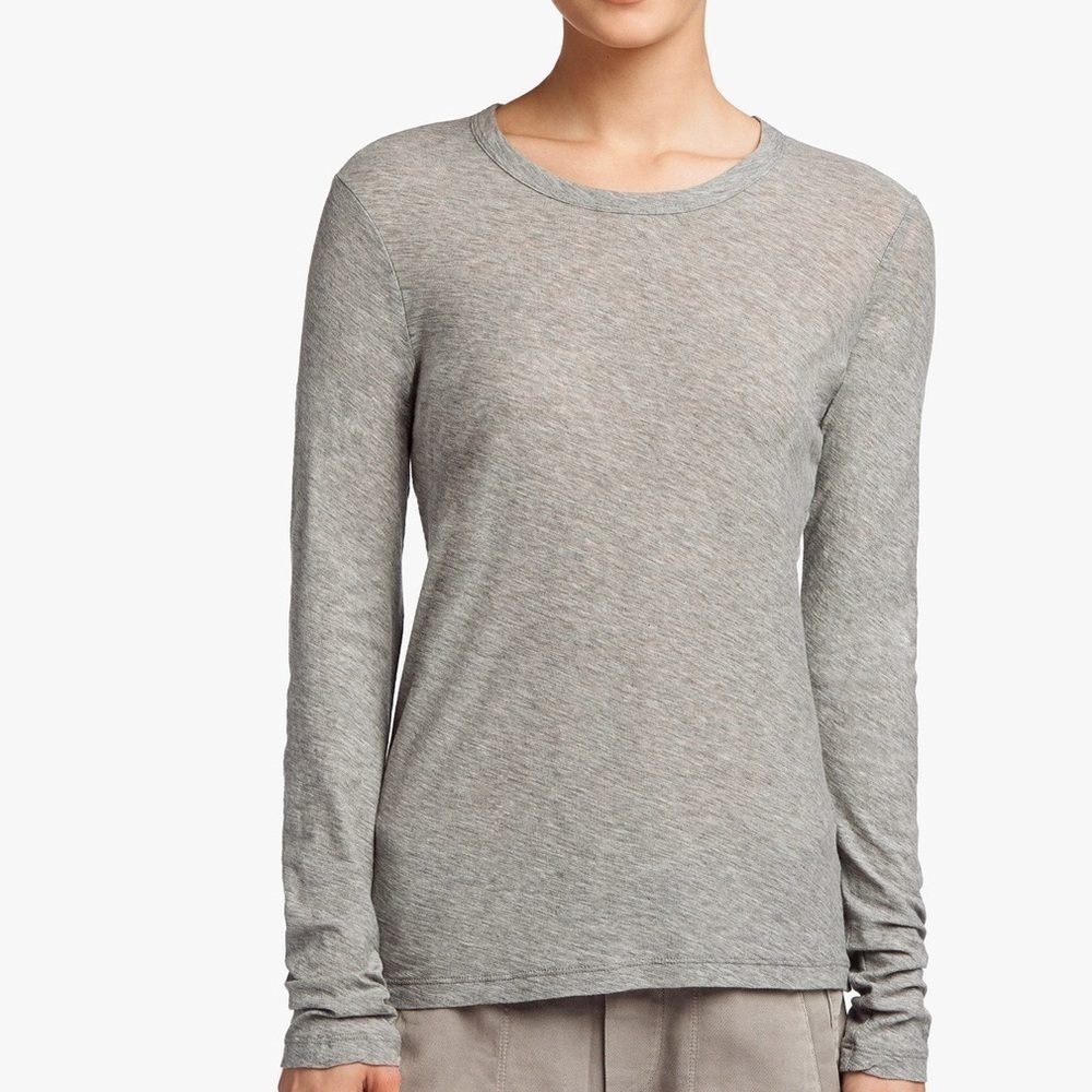 James Perse Salt & Pepper Long Sleeve Crew Tee EUC